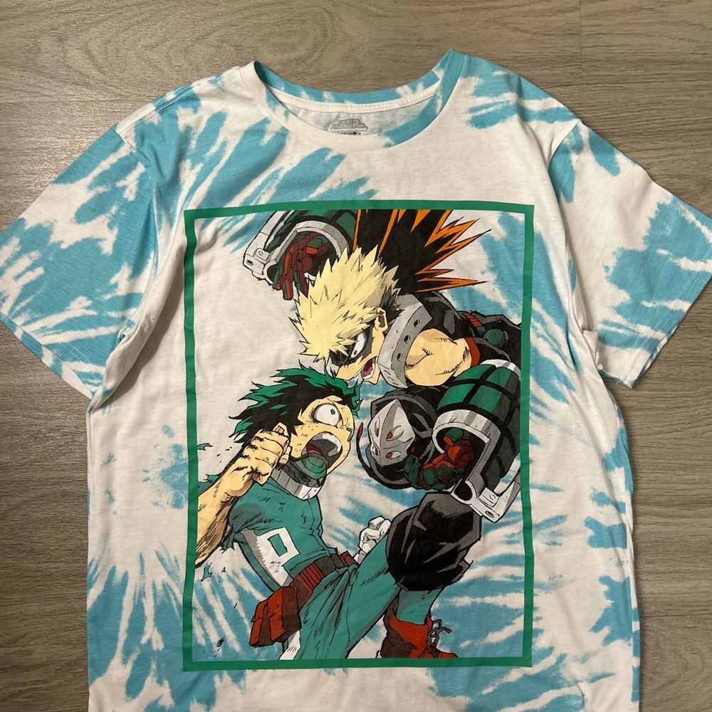 Anime Graphic Tee - Blue & White